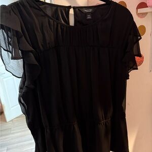 Simply Vera Vera Wang Black Ruffle Blouse